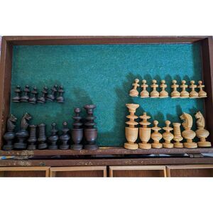 Antique Regency Wooden Chess Pieces - Incomplete‎ - 29 Pieces - Custom cass